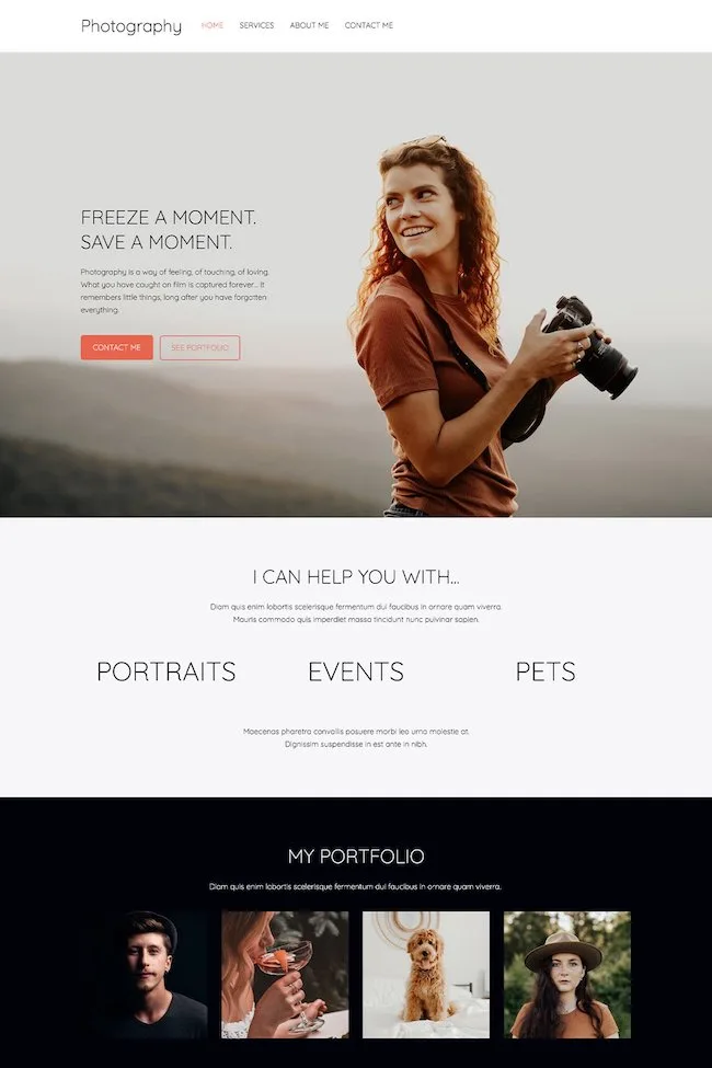 Plantilla de Fotografía para página web