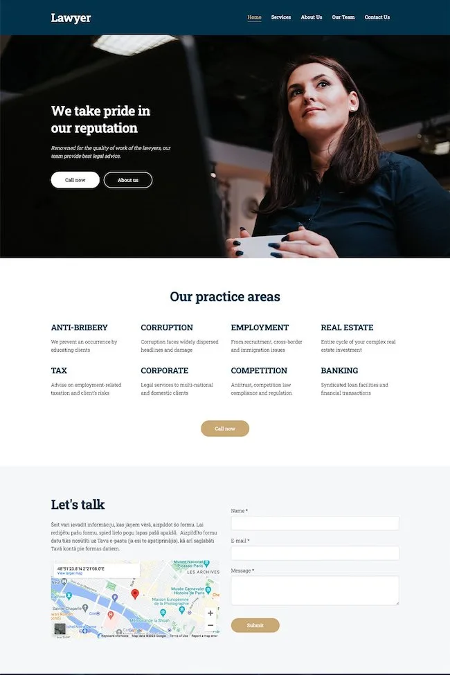 Plantilla de Abogado para página web